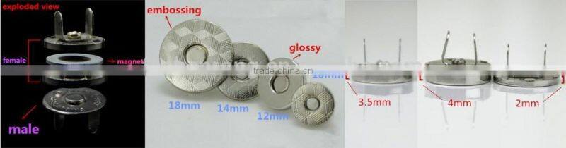 Glasses case metal fitting eyelet magnetic snap black nickel 17*2mm