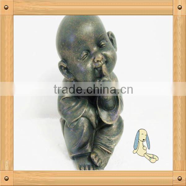 Resin Little Sitting Monk with Hands Covering Mouth Craft for Home Decoration