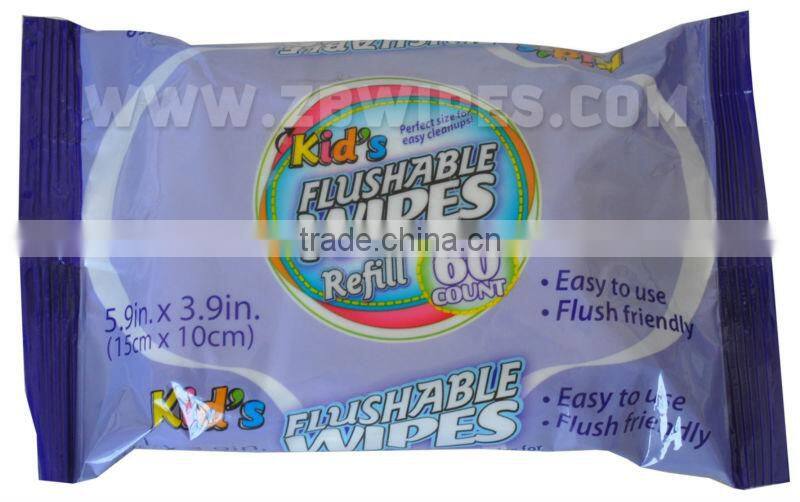 60CT Flushable Kids Wipes Moist Towelette for Kid