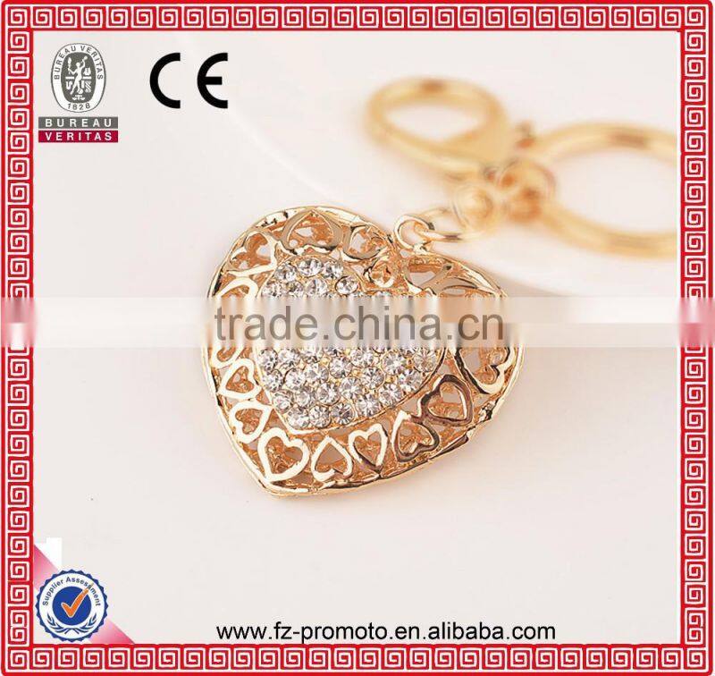 High quality cheap custom rhinestone dog keychain