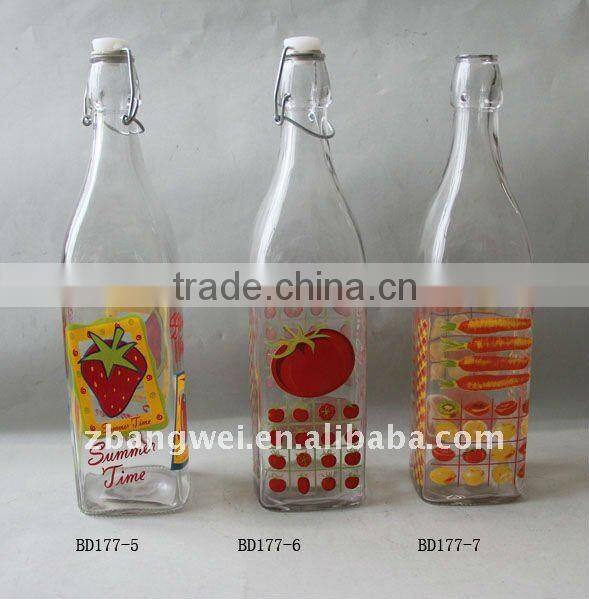 BD176-27-30: glass jar with acid-washing & decal