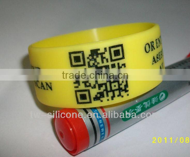 customized qr code silicone id bracelet 1 inch silicone bracelet