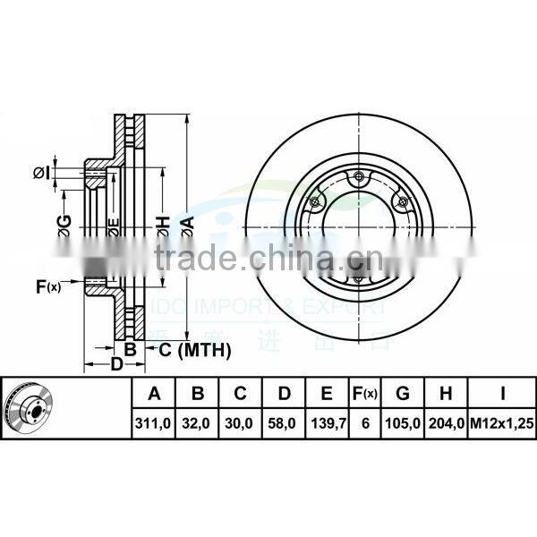 auto parts brake disc parts for Totoya Land Cruiser 4351260090
