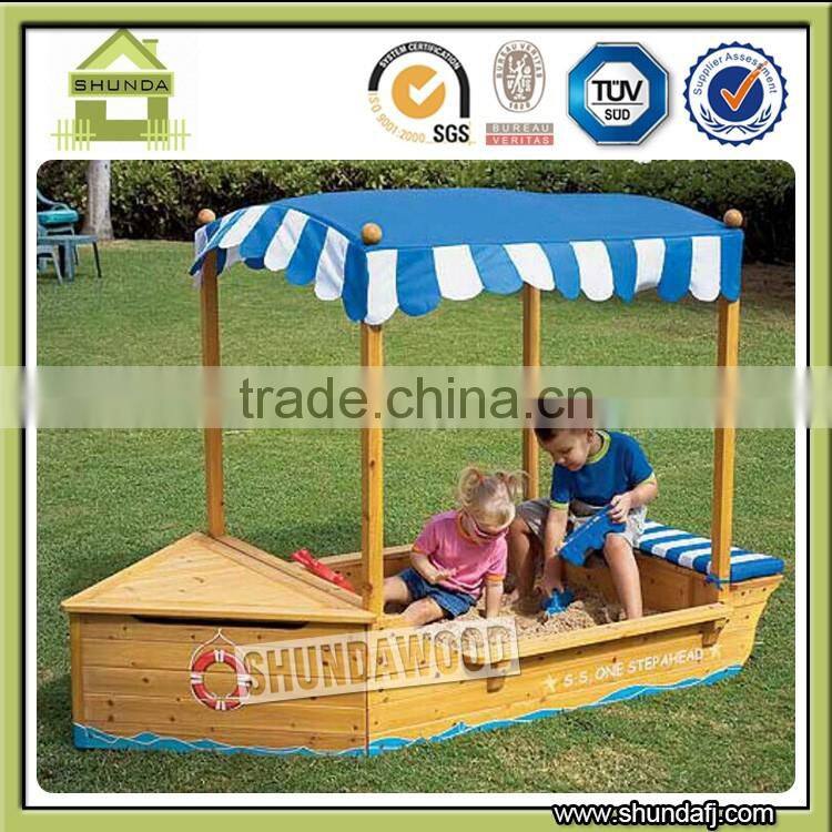 SD-SB02 Outdoor Wooden Garden SandPit Sandbox Sand Pit Box Child Play Children Sun Shade