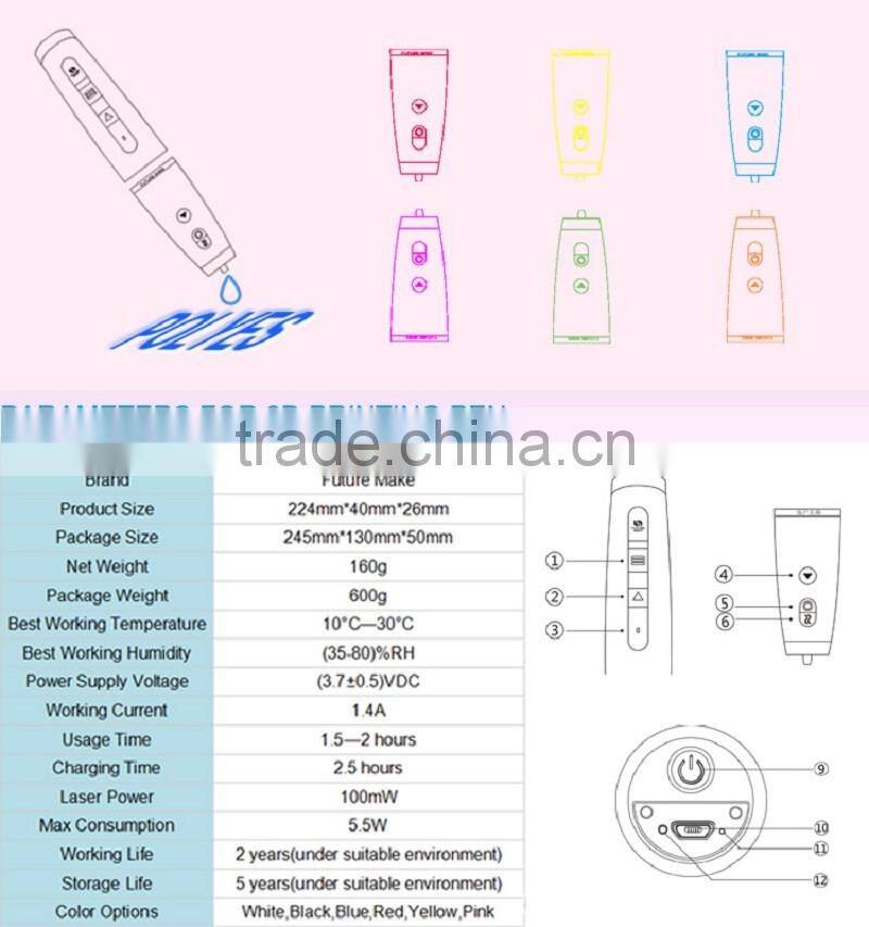 Unique Filament Cool Ink 3D Painting Pen Colorful 3D 3d Art Pen Printing Machine