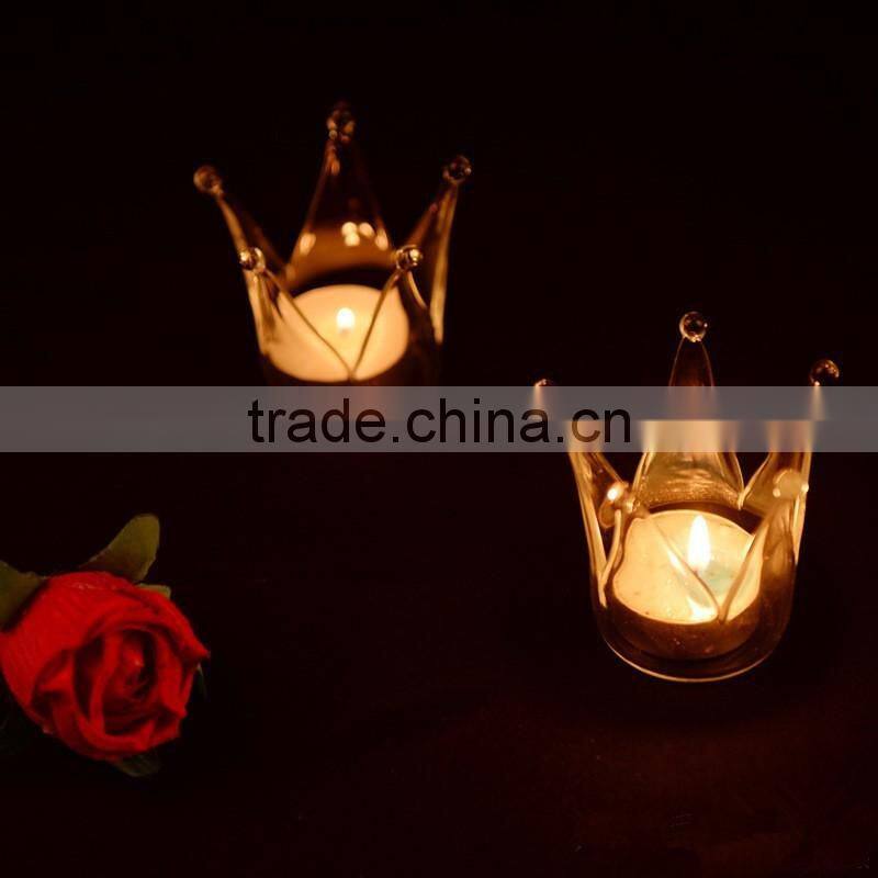 Wholesale New Design and High Quality for Home and Wedding Decorative Crown Glass Candle Holder
