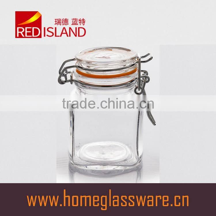 40ml clear glass storage jar with clip top