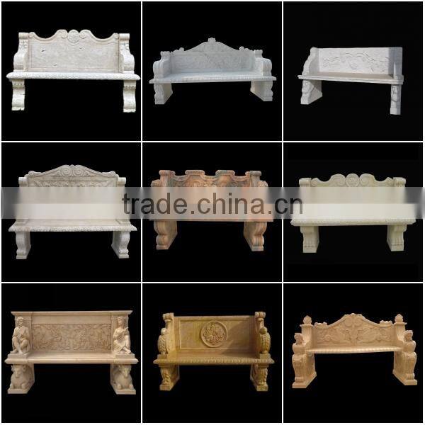 Yellow Travertine Garden Bench with Angel