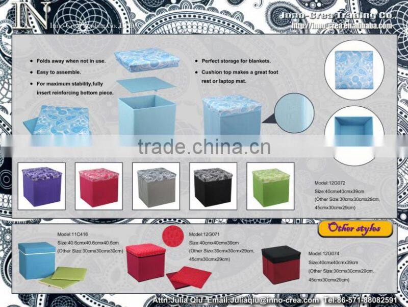 Foldable Grey Large Size Storage Stool