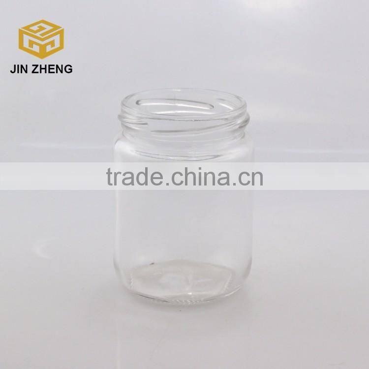 Round shape 250ml transparent glass honey jar with Screw Lid