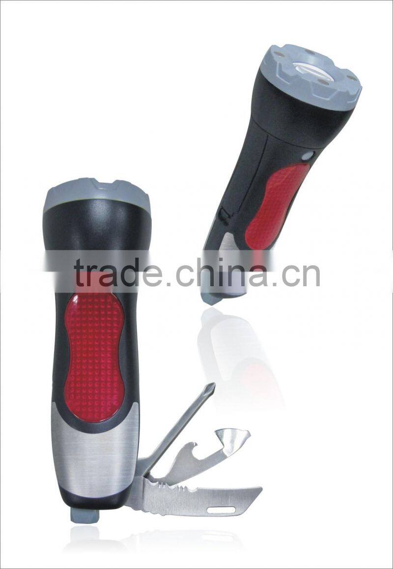 Auto Emergency Multi tool with high power LED Flashlight , hand tool set with flashlight