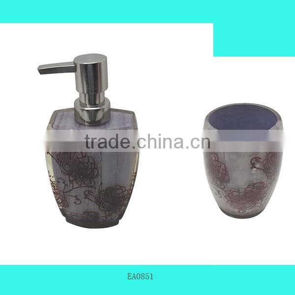 EA0851 doubled designed transparent bathroom set accessories with flowers inside