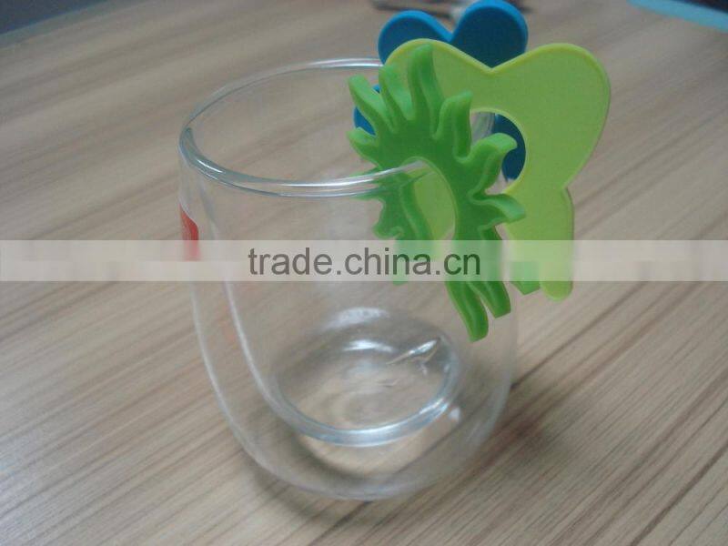 heart shape silicone wine glass markers