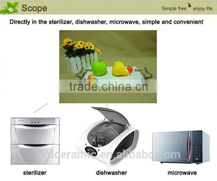 2015 Wholesale stock japanese ceramic plate with Metal handle