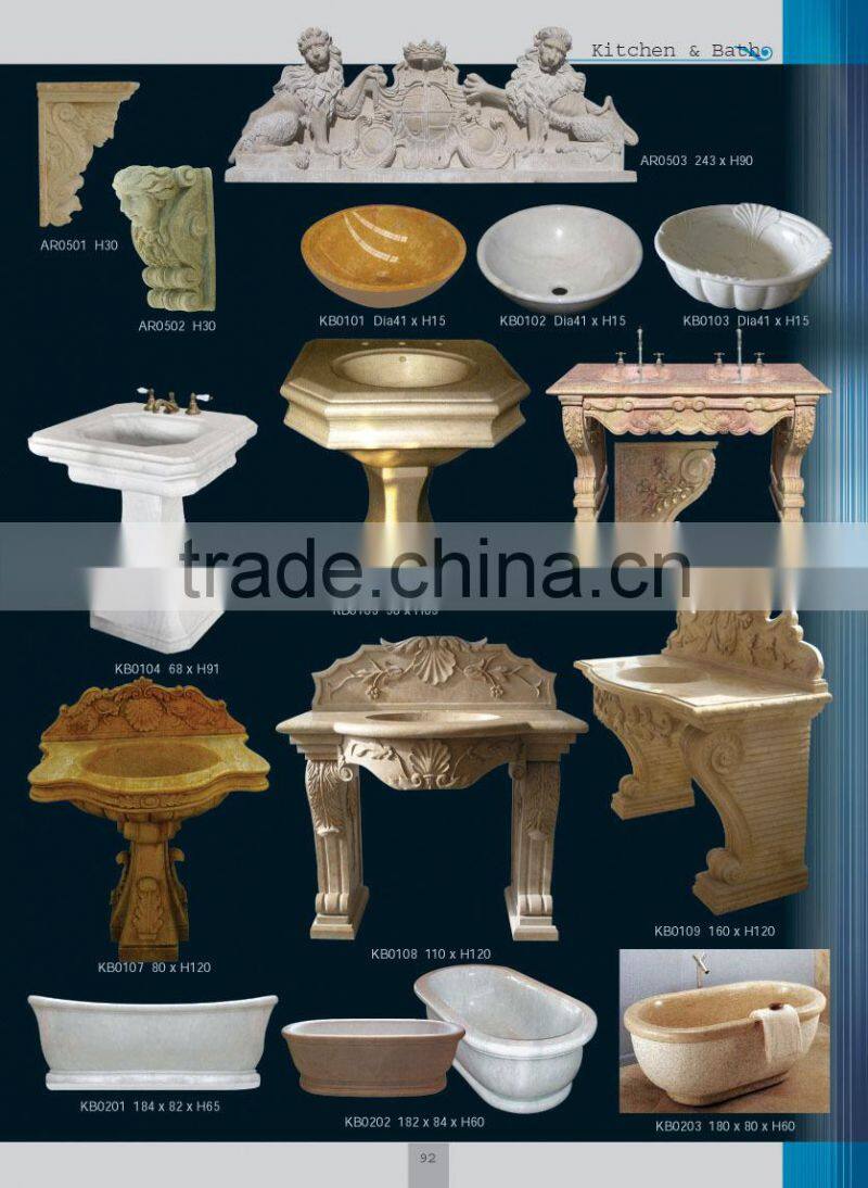 Half Hand Carved Freestanding Stone Bathtub