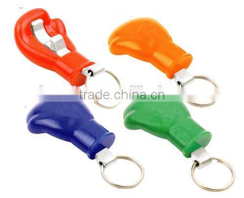 Plastic cute boxing glove shape bottle opener keychain