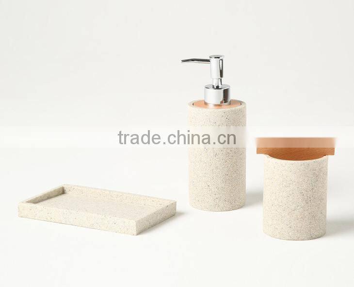 Common Home Round Shape Natural Resin Sandstone Bath Accessories