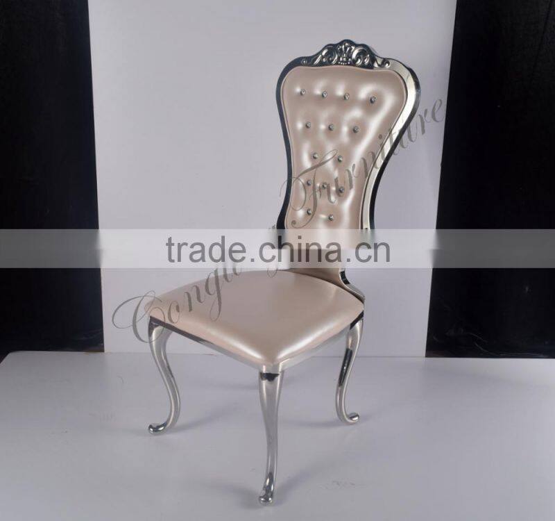 Modern pu leather cheap gold king throne dining chair