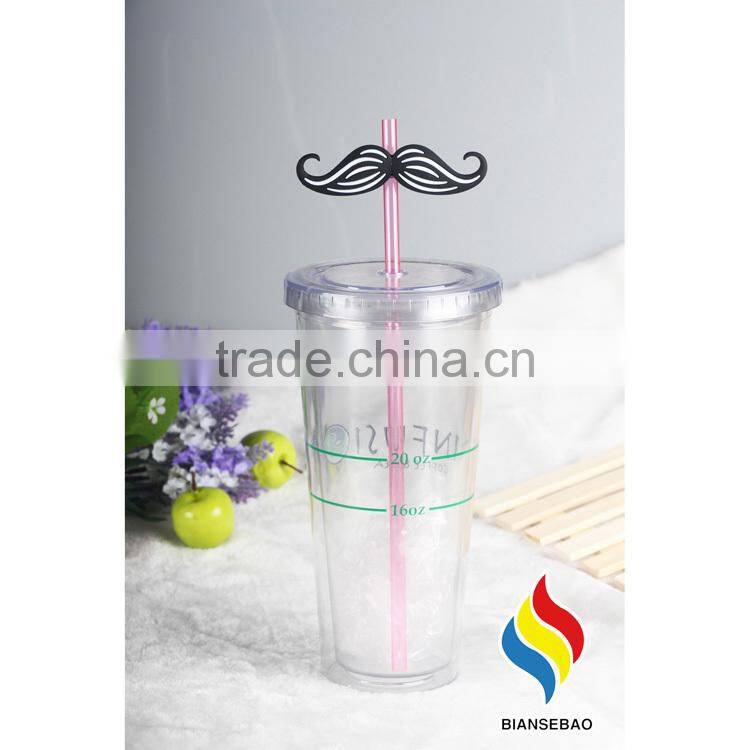 with straw lid figurines 16oz double wall clear diy plastic tumbler