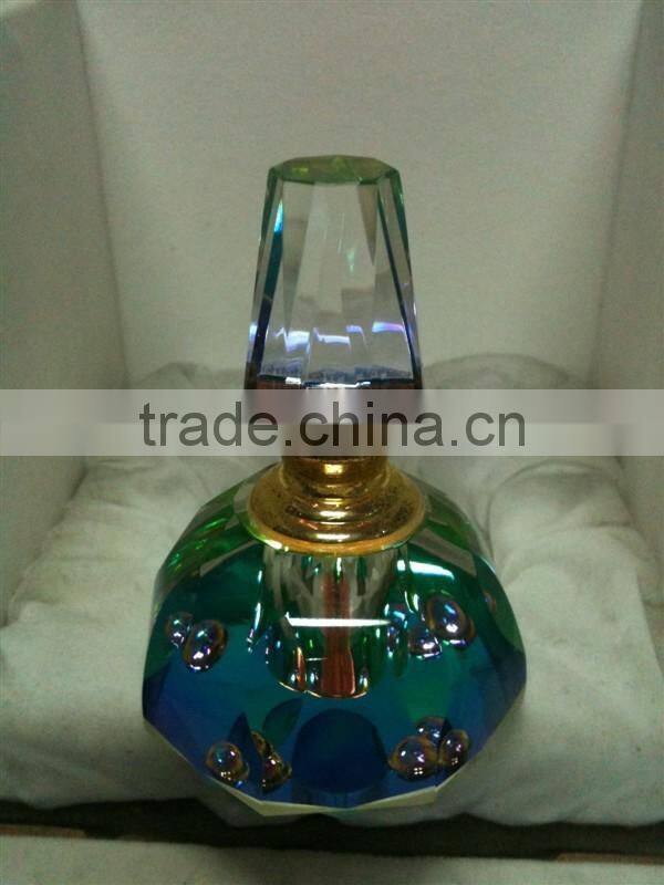 good k9 round shape facet colored crystal perfume bottle for girl