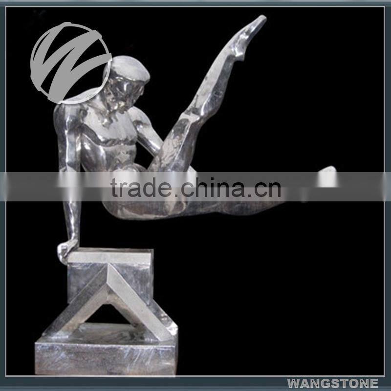 Life size stainless steel gymnastics athlete sculpture