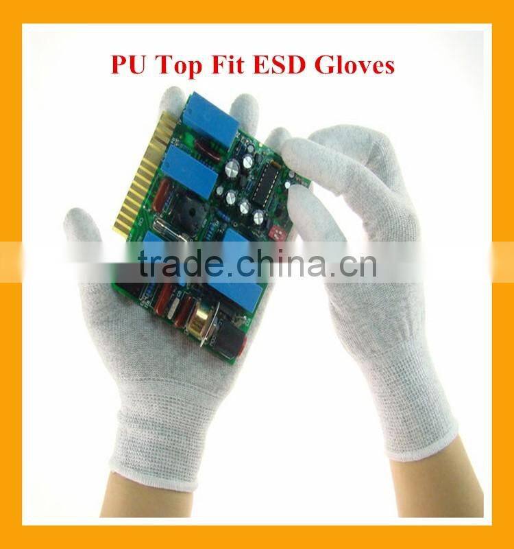 EN388 4131 Carbon ESD PU Gloves Palm Coated Black PU Safety Gloves