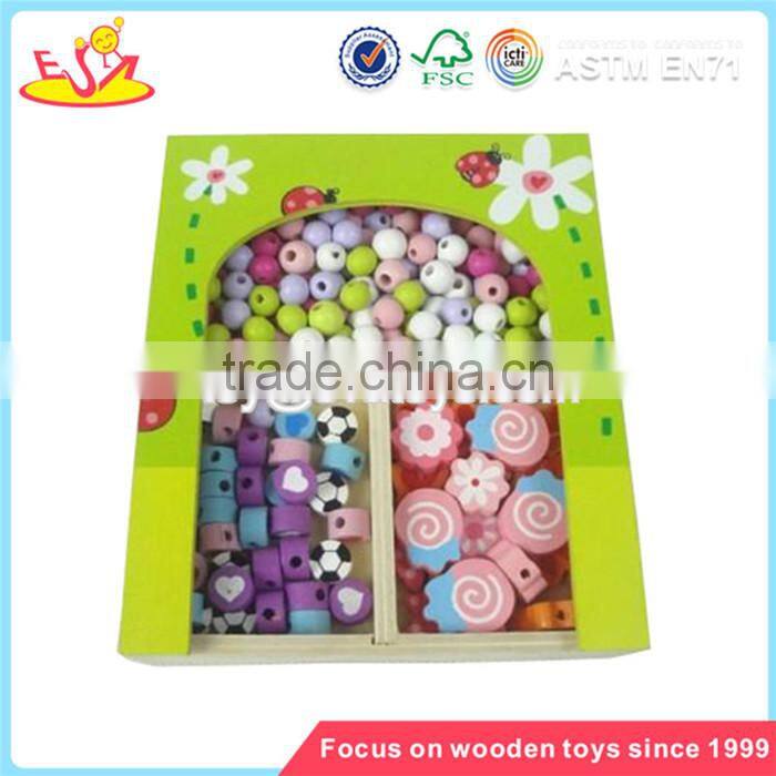 Wholesale DIY beautiful wooden string animal beads toy lovely baby wooden animal beads toy W11E009