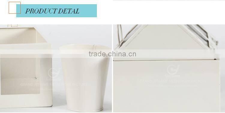 Set of 4 unique galvanized iron powder coating cheap flower little plant pots small garden planters