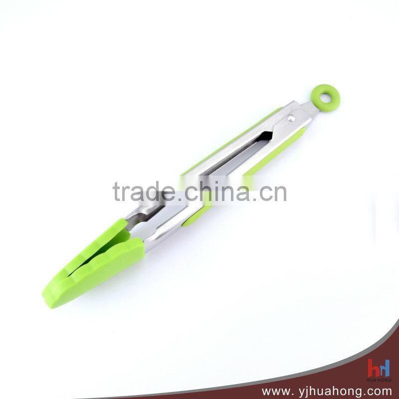9" Skidproof Handle Silicone Kitchen Food Tongs