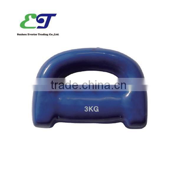 Vinyl dumbbell / D-grip blue dumbbell / 3kg dumbbells for sale