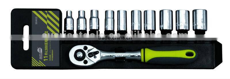 CF598403: 11pcs 1/4" drive socket and ratchet handle set