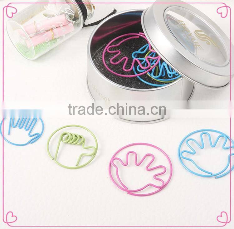 Shiny blue color palm design metal paper binding clip