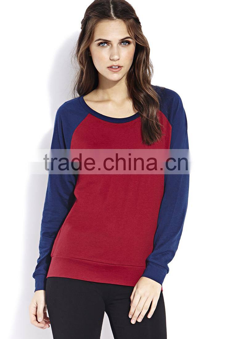 Guangzhou manufacturer OEM raglan sleeve plain sweatshirts women clothing