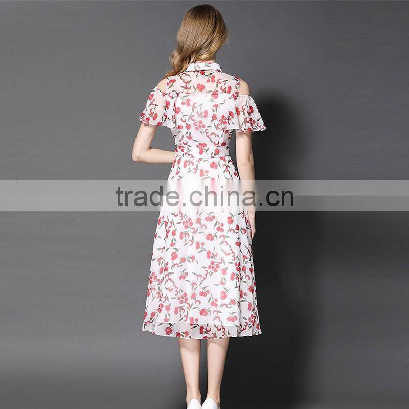 Maxnegio long chiffon sexy keyhole print floral casual dress