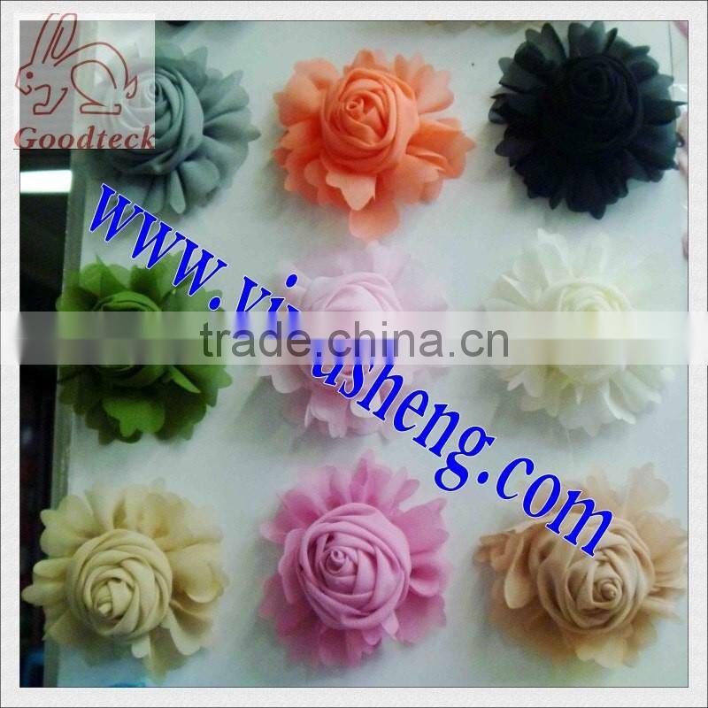 hot selling high qulity fashion cheap handmade decoative chiffon dot silk ribbon flowers for cloth