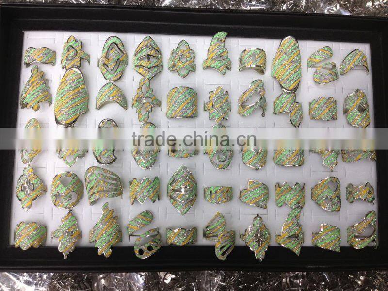 various shape rainbow giltter Christmas rings for promotion
