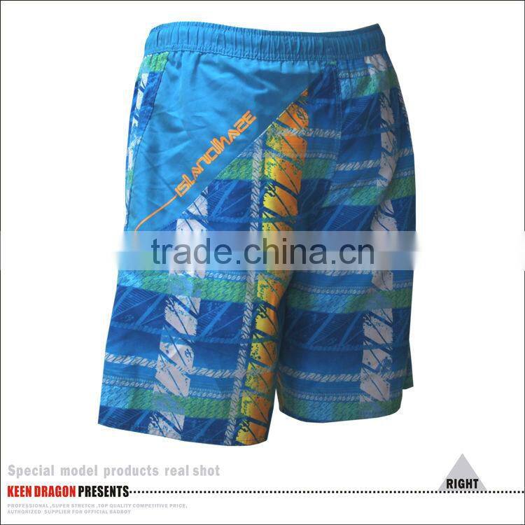 new design mens 100% polyester colorful swim shorts