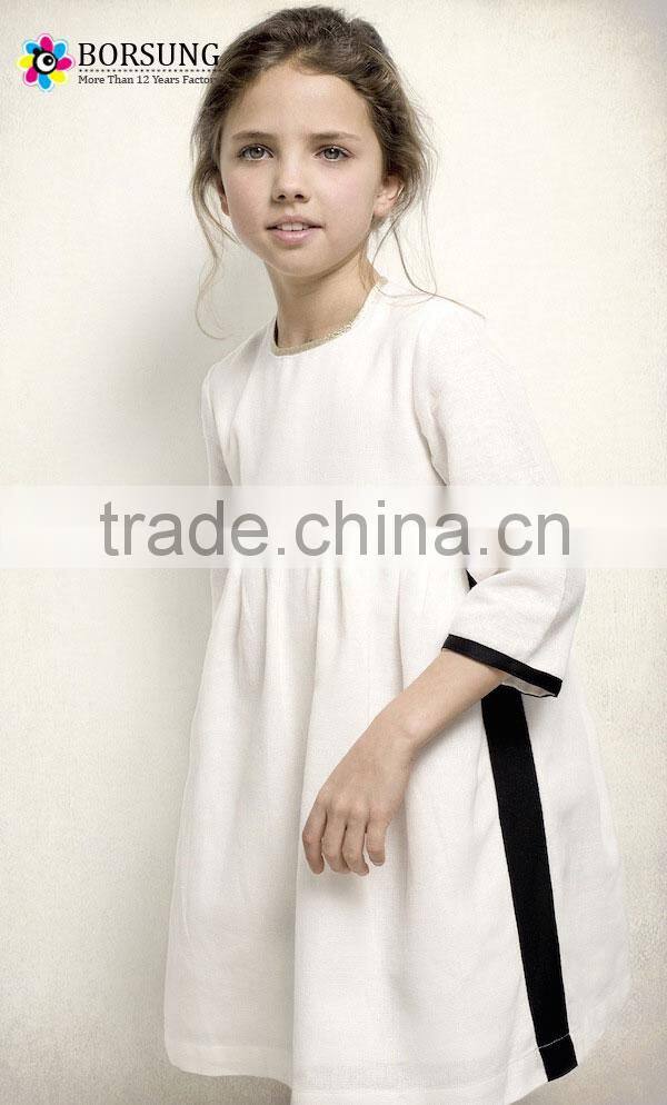 Haute Couture autumn baby girl dresses long sleeve o neck white brief cotton party clothes