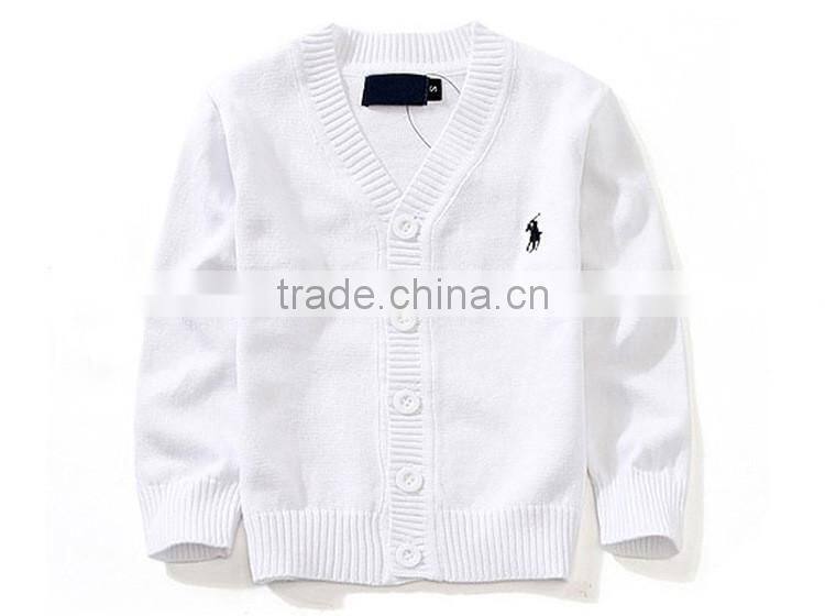 Latest boys plain blue sweater custom children cotton cardigan for school