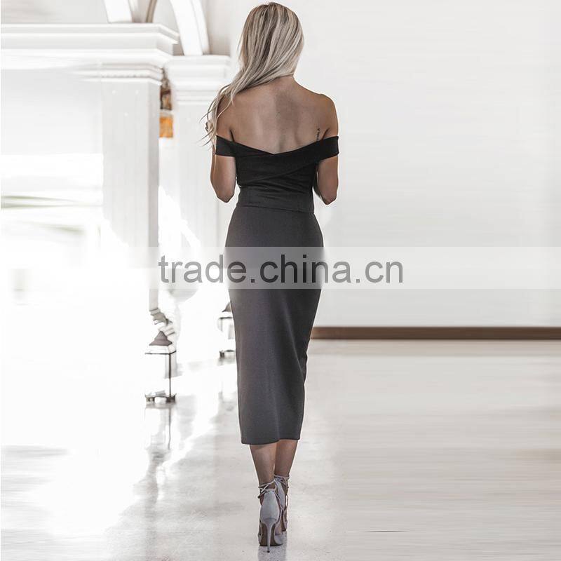 Sexy Off Shoulder Dresses Women Summer Side Slit Dresses Party Night Bodycon Dress
