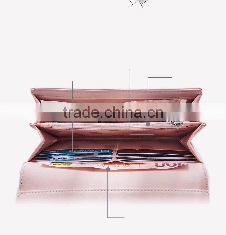 Fashion Pearl Korean Style Women Wallet PU Long Clutch Wallet Lady Clutch Coin Pocket Card Holder