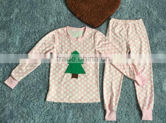 2017 baby girls children sleepwear ruffle pants long sleeve striped outfits with pajamas knit cotton clothing sets