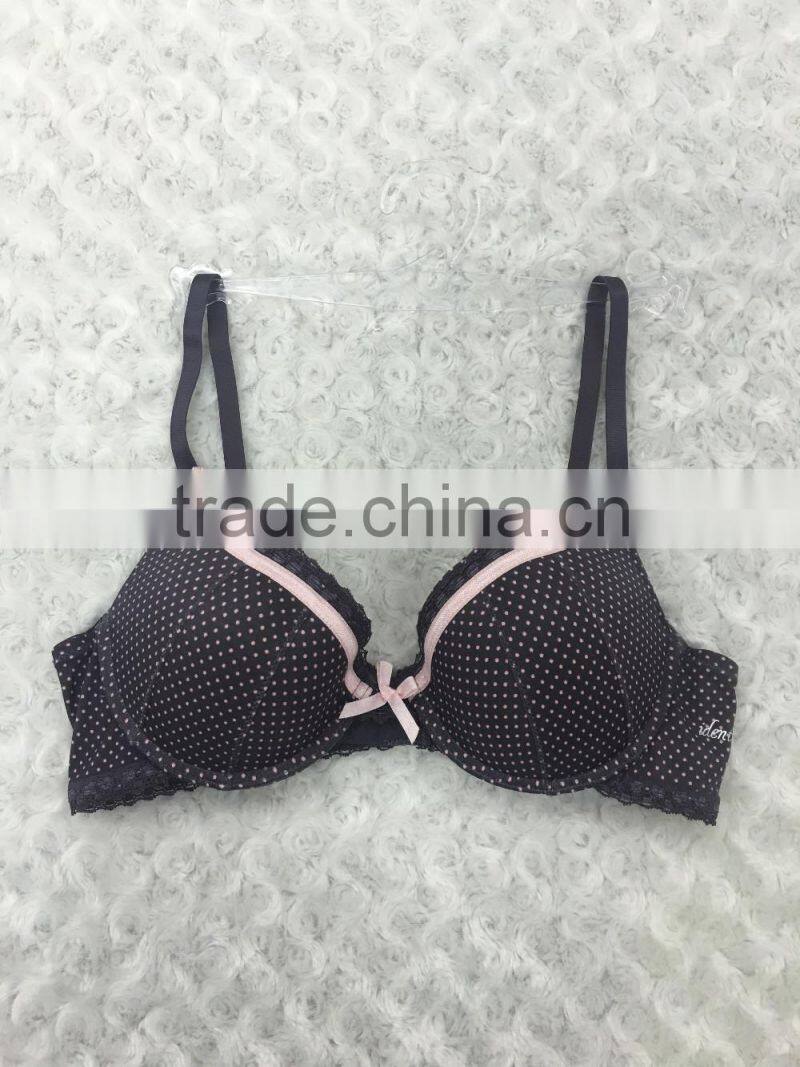 Popular design fancy dot printed ladies sexy bra young underwear