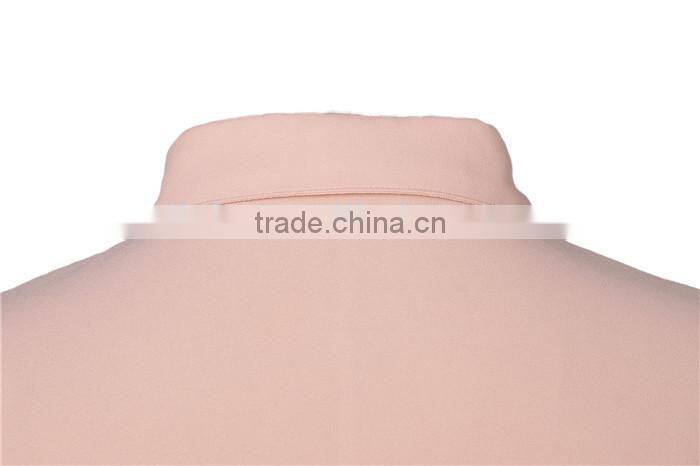 cute lace designed pink 2015 new design chiffon lady blouse/woman blouse