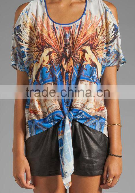 tie front hem accent tops