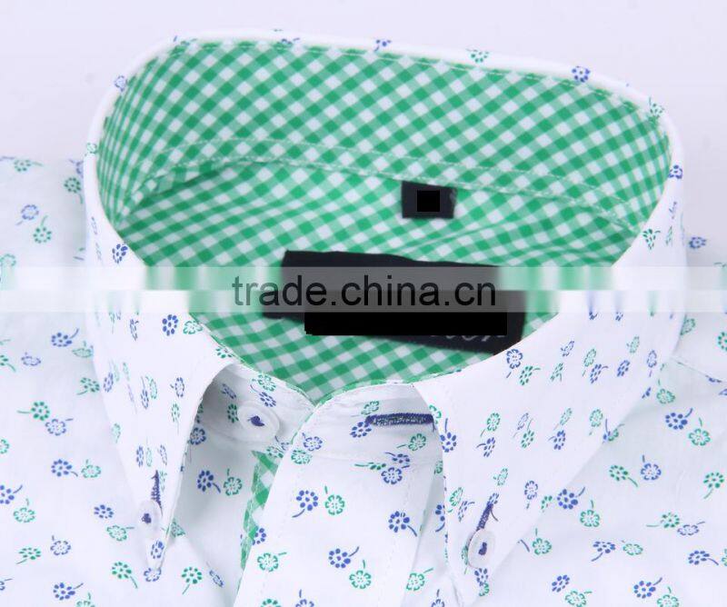 new design men's long sleeve slim fit shirt with contrast collar and cuff