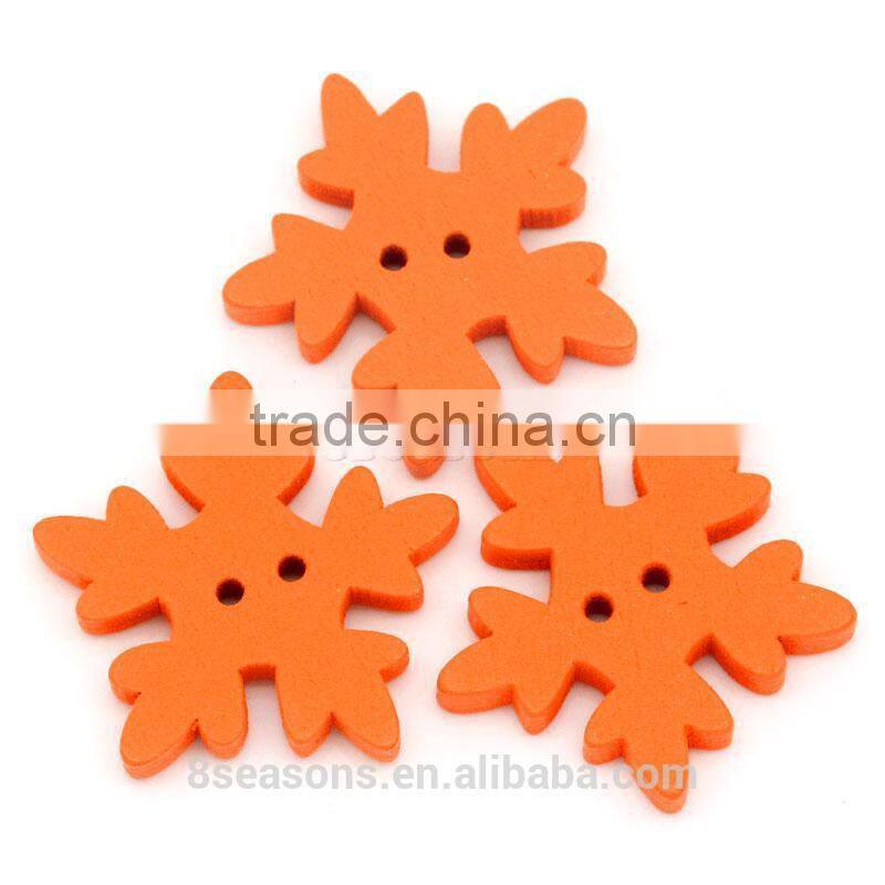 Discount 24mmx25mm Christmas Snowflake Two Holes Wood Button for Sale