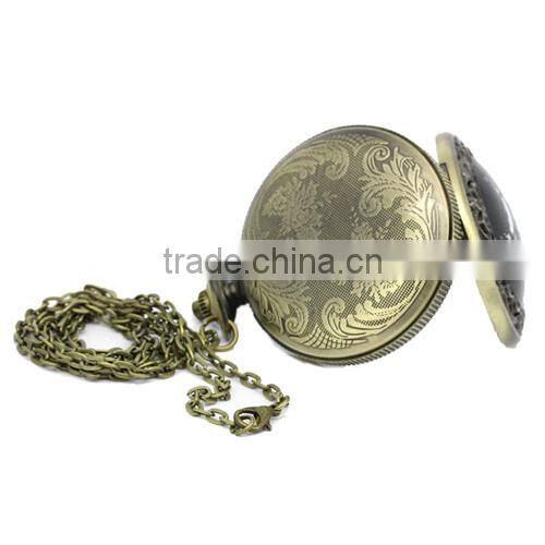 Round Antique Bronze Skull Pattern Halloween Battery Included Pocket Watches 73.5cm