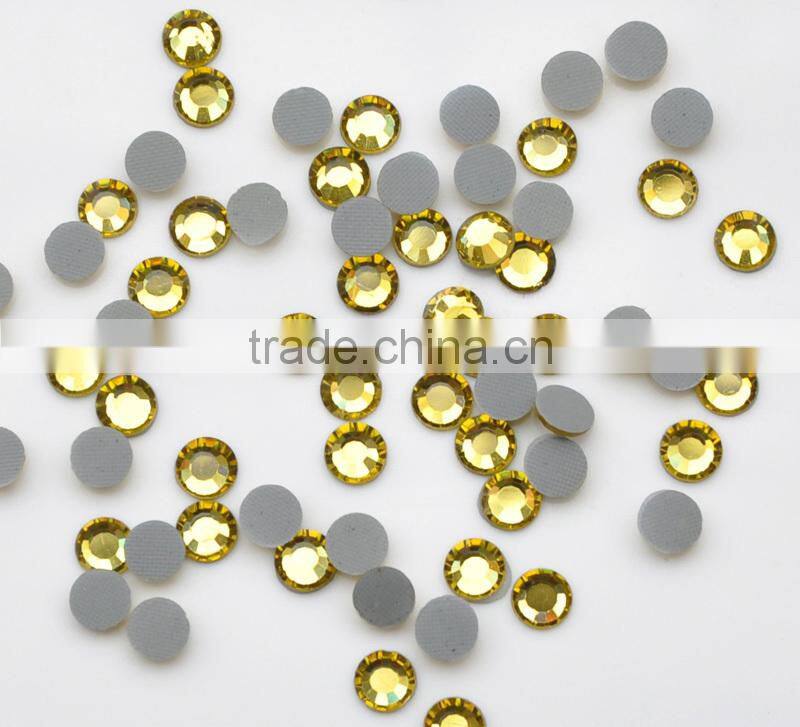 crystal glass DMC Hot Fix Rhinestones with Strong Glue in Jonquil