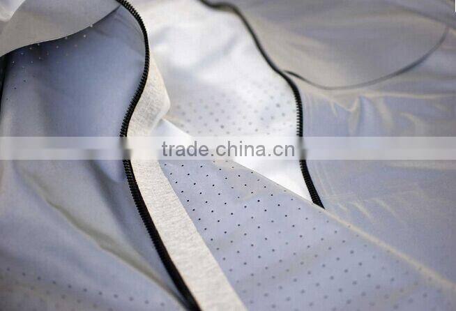 Silver grey spandex reflective fabric with breathable holes for swimwear